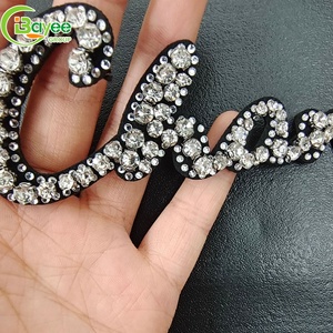 Exquisito y delicado parche de letras con cuentas y pedrería hecho a mano, marca Tide, en blanco y negro, para ropa, accesorios de bricolaje para equipaje - Product Image 4