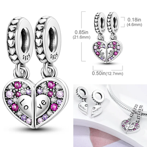 Abalorio de Plata de Ley 925 2 en 1 <span class=keywords><strong>con</strong></span> Forma de Corazón, Colgante para <span class=keywords><strong>Madre</strong></span> e Hija, Amante, Amiga, Compatible <span class=keywords><strong>con</strong></span> Pulseras Originales, Joyería DIY - Product Image 5