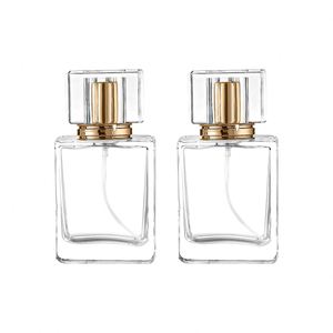 Customizable <b>30ml</b> Clear Square <b>Perfume</b> Glass <b>Bottle</b> Thick Bottom Pump Sprayer Screen Printing Seal Empty Refillable Design - Product Image 1