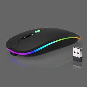 Kablosuz fare BT şarj edilebilir fare Ultra-ince sessiz LED renkli arkadan aydınlatmalı oyun faresi için iPad bilgisayar Laptop PC