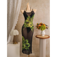 Nouvelle Robe Longue Imprimée Lys 2026, Maillot de Bain Trois Pièces Bikini, Tenue de Plage Tendance, Ensemble de Maillots de Bain pour Vacances