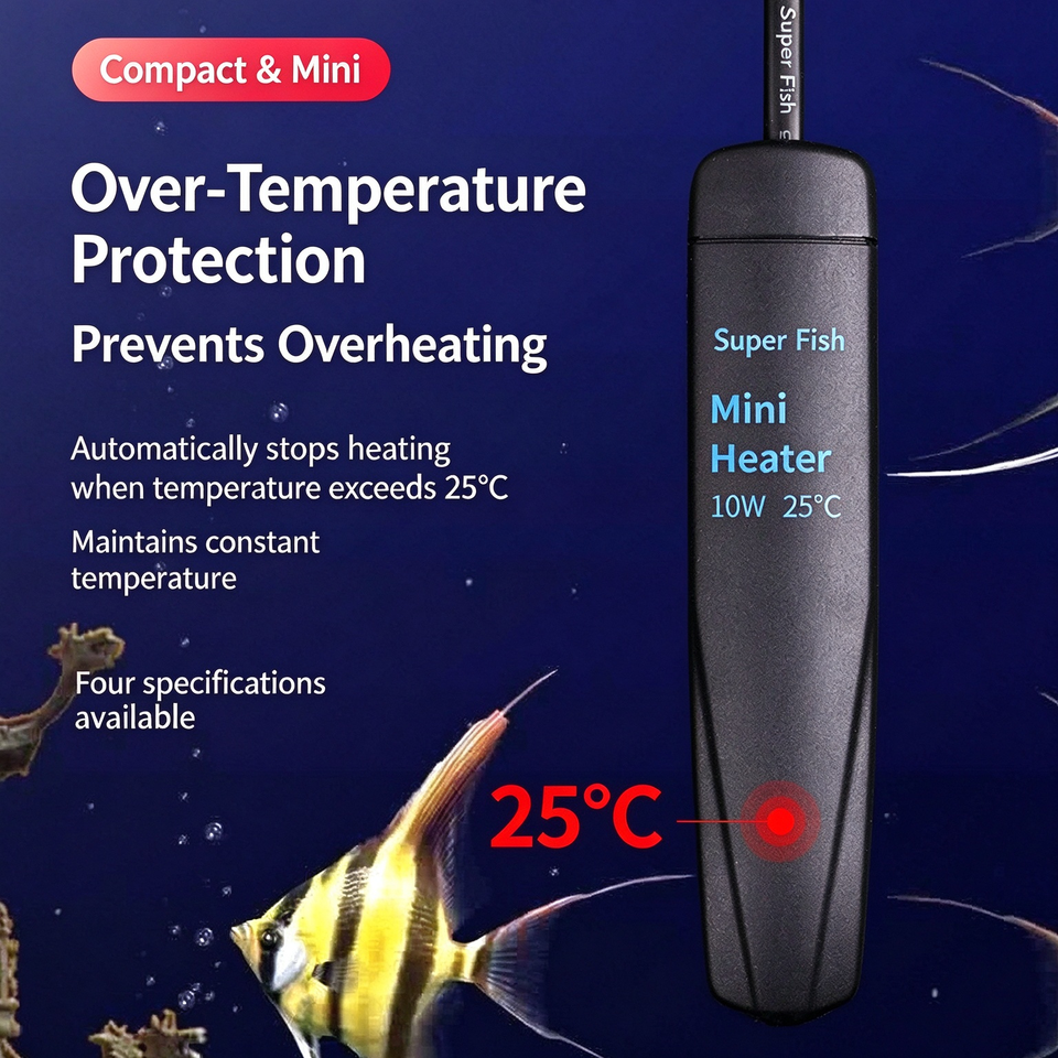 Aquarium Water Heater Submersible Mini Fish Tank Heating Rod Constant ...