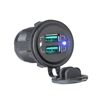Chargeur de voiture USB 36W+36W, prise de charge rapide DC 12V 24V, prise de courant USB étanche avec indicateur LED pour moto, voiture, camping-car