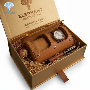 Caja de Regalo de Lujo Personalizada con Diseño de Elefante, Dorada, Rígida, con Tapa Magnética, Cierre de Cinta, para Cuidado de la Piel, Relojes, Cosméticos - Product Image 5