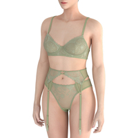 Soutien-gorge et slip Sexy de haute qualité pour femmes, lingerie en maille brodée, en dentelle