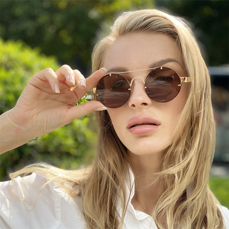 GDC round sunglasses 新品未使用品！ Gold Round Steampunk Goggle Sunglass with Spring Temples