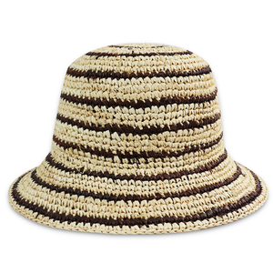 ST07卸売カスタムストライプラフィアストローサマービーチカジュアルストローハット（女性男性用） - Product Image 1