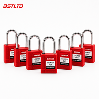 Mini cadenas de sécurité LOTO, corps en nylon, cylindre en laiton, anse longue en acier inoxydable, avec étiquette de danger, clés différentes