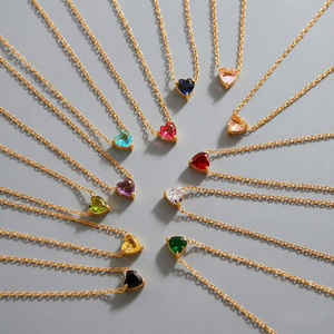 Collana in Acciaio Inossidabile 304 con Cuore in Oro 18K e Pietra del 12° Compleanno <span class=keywords><strong>per</strong></span> Donne, Gioiello alla Moda con Zirconi e Diamanti - Product Image 1