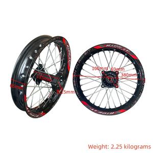 ล้อแม็กซ์อะลูมิเนียมอัลลอยด์สำหรับมอเตอร์ไซค์ออฟโรดขนาด 1.85x14 นิ้ว พร้อมสติ๊กเกอร์และดุมล้อ - Product Image 2