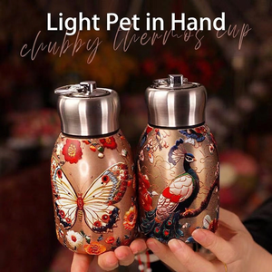 Peacock Floral Stainless Steel Vacuum Tumbler Portable <b>Insulated</b> Water Bottle 300ml Leak Proof Travel <b>Mug</b> - Product Image 5