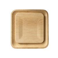 Assiettes carrées jetables en bambou 8 x 8 pouces, qualité alimentaire, écologiques, pour dîner, lot de 25 pour la restauration et les fêtes