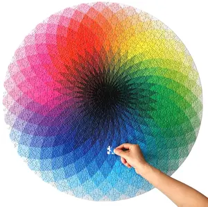 Best Selling Dongguan Aangepaste Puzzel 1000 Stuk Kleurverloop Regenboog Ronde Puzzel