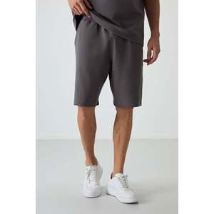 Ensemble de shorts basiques pour homme en coton gris foncé, épais, doux et texturé, coupe oversize - 85249 - Gris foncé/gris foncé - Product Image 3