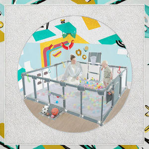 Parc de jeu pour bébé de 79 pouces, intérieur/extérieur, avec poche pour balles suspendues, panier de basket, but de football et tapis de jeu pour tout-petits - Product Image 3