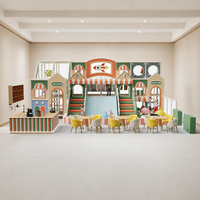 Équipement de terrain de jeu intérieur : structure de jeu souple à double toboggan, structure de jeu de basketball, clôture rembourrée pour centre commercial