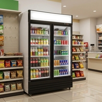 Glass Door Beverage Cooler Upright Beverage Display Cabinet Supermarket Beverage Fridge Convenience Store Drink Fridge