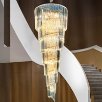 JYLIGHTING Lustre en cristal long de luxe personnalisé pour projet de décoration intérieure de grande envergure, hôtel, église, escalier, luminaire suspendu au plafond