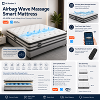 Matelas intelligent AI pour chambre à coucher, taille King/Queen, avec massage par coussinets d'air, ondes aquatiques et ressorts ensachés pour un sommeil optimal