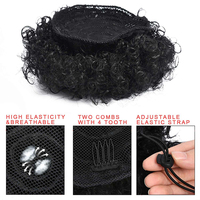 Chignon Afro court en cheveux naturels pour femme, postiche queue de cheval à cordon, extension de cheveux bouclés crépus à clipser