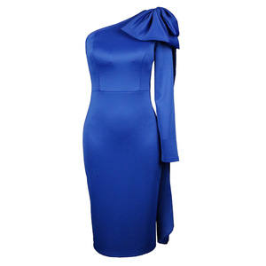 Vestido Sexy de Talla Grande con un Hombro Descubierto, Espalda Descubierta, Lazo en la Cintura Alta y Corte Ajustado <span class=keywords><strong>para</strong></span> Mujer, Fabricantes - Product Image 2