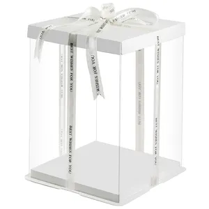 거품 로즈 곰 선물 상자 생일을 위한 리본 공간 플라스틱 애완 동물 상자를 가진 투명한 PVC 선물 상자