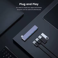 Hub Divisor de Estación de Acoplamiento USB-C de 4 Puertos y 1 Tipo 3.0 5 en 1 con Adaptador OTG para Carga de Portátiles y Funciones de Conversión de Datos