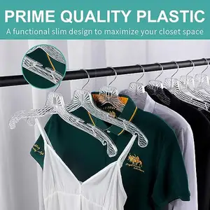 हॉट सेल प्लास्टिक हैंगर थोक 17 "स्पष्ट कपड़े पारदर्शी पीएस मोटी प्लास्टिक शर्ट पोशाक स्पष्ट टेप क्लिप हैंगर