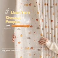Voilage en lin crème à motif citrouille, translucide et protecteur de l'intimité, pour fenêtre de chambre d'enfant