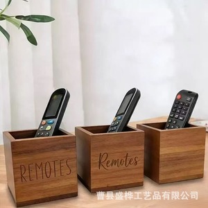 Organizador de control remoto de madera, caja de almacenamiento de escritorio cuadrada de madera maciza para sala de estar y uso doméstico - Product Image 4