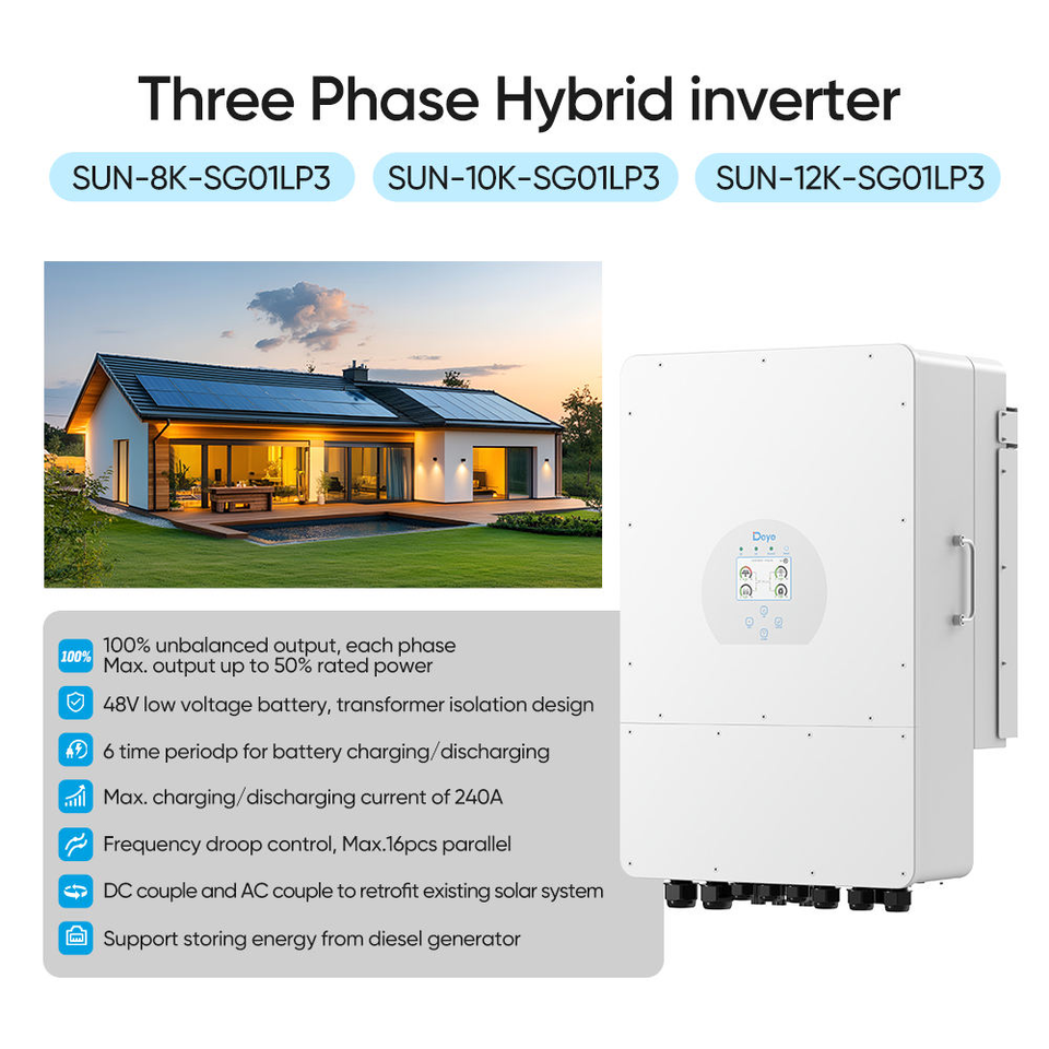 Deye Hybrid Solar Inverter 3 Phase 12KW 15KW 20KW 25KW 220v Solar ...