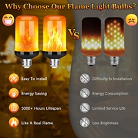 Ampoules LED effet flamme, 4 modes de clignotement, culot E26/E27, ampoule à effet flamme pour décorations d'Halloween en extérieur