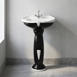 Nuevo Lavabo de Pedestal Independiente de Cerámica Rústica Color Rosa para Baño, Directo de Fábrica India - Product Image 5