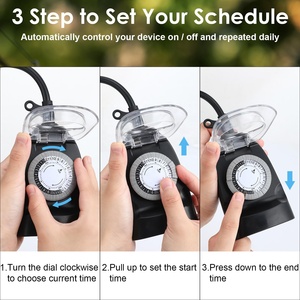 Linsheng nhiệm vụ nặng nề 24 giờ cơ khí Outlet ngoài trời ánh sáng Hẹn giờ với 2 Căn cứ cửa hàng kép Outlet CẮM HẸN GIỜ cho nhà và vườn - Product Image 4