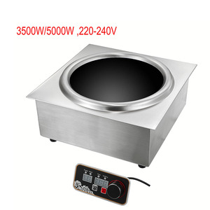 Forma cuadrada construida en diámetro 277mm placa 3500W olla caliente medio puente Cocina de Inducción cóncava eléctrica para restaurante Hotel - Product Image 3
