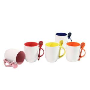 แก้วเซรามิกพร้อมช้อนทนความร้อนสำหรับชุดของขวัญกาแฟชา 5 สี - Product Image 1