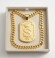 Nouveau design Z H – Pendentif unisexe en laiton plaqué or 24 carats, motif géométrique hip-hop, chaîne cubaine, constellation, couronne, dollar