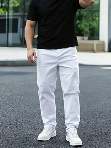 <span class=keywords><strong>Jeans</strong></span> da Uomo di Alta Qualità, Comodi, con Chiusura a Bottoni, Vestibilità Dritta, Pantaloni Bianchi dal Design Classico, <span class=keywords><strong>Jeans</strong></span> alla Moda per Uomo - Product Image 3