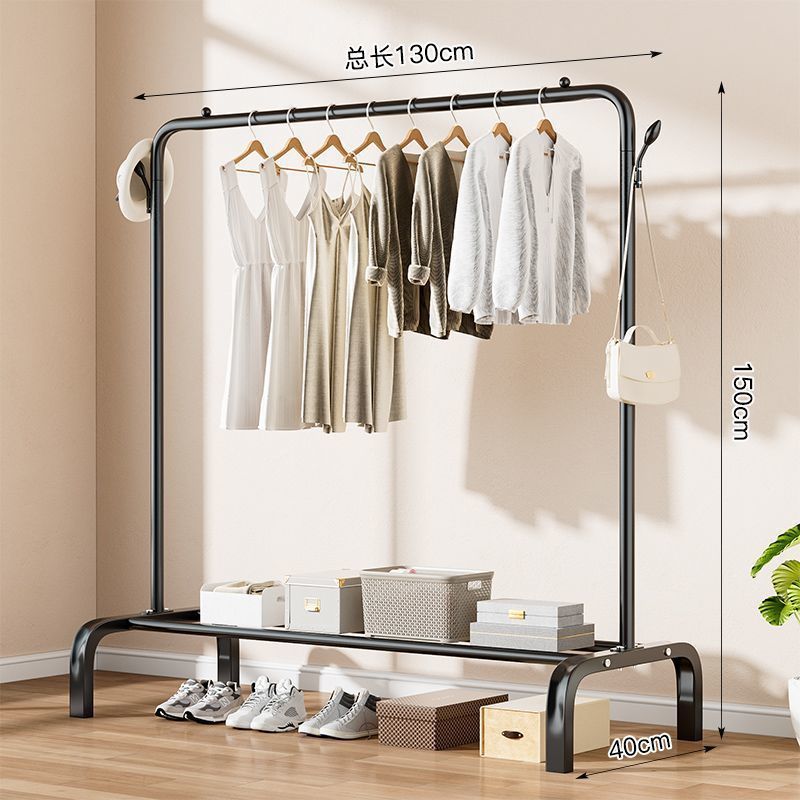 Black upgraded single bar 130cm with coat hook and post