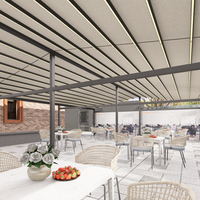 Pergola motorisée rétractable en alliage d'aluminium avec auvent en PVC, imperméable, résistante au vent, revêtement poudré, pour restaurant extérieur, terrasse