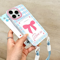 Pour Apple X/13 étui de protection en TPU pour iPhone 16PRO étui de téléphone à dessin pingouin avec corde suspendue et sac à cartes