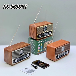 Nns NS-6698BT Xách Tay Không Dây Thời Gian Đồng Hồ Loa Cổ Điển AM FM Cũ Bằng Gỗ Retro Đài Phát Thanh Với TF Thẻ Chức Năng AM FM Đài Phát Thanh Retro - Product Image 6