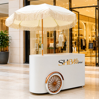 Carrito Móvil Plegable Elegante con Puertas para Guardar Sombrillas, Ideal para Bodas, Eventos de Comida, Exhibiciones de Dulces, Cafeterías y Venta Minorista