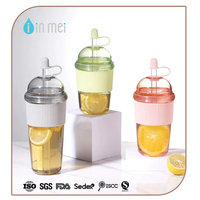 Logo personnalisé 430ml Anti-Brûlure BPA Tasse à café avec paille Tritan Sippy Bouteille d'eau pour enfants Retour École Couvercle en plastique Drinkware