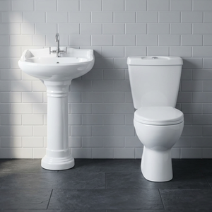 Conjunto de lavabo de pedestal de inodoro de dos piezas de cerámica de calidad comercial Color azul cielo para uso en el baño Mercado de Togo a un precio económico - Product Image 4