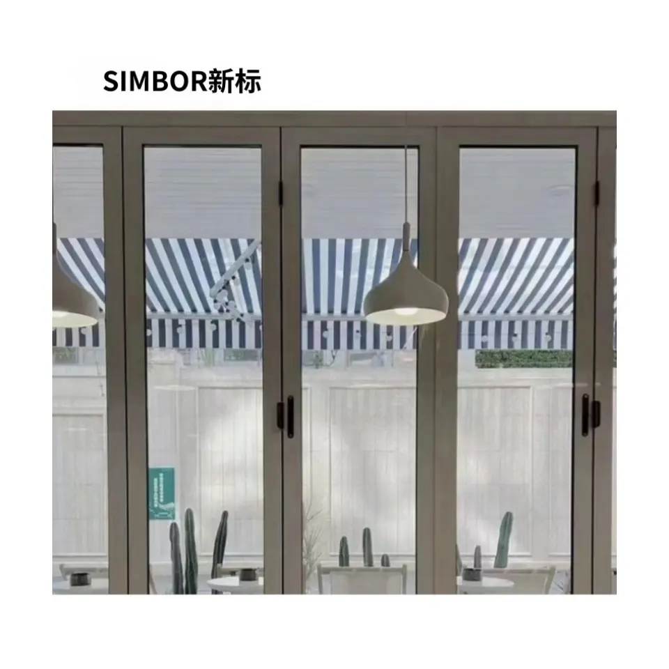 सरल और फैशनेबल विला सजावटी दरवाजा डबल-लेयर बाहरी दीवार ग्लास फोल्डिंग स्लाइडिंग दरवाजा