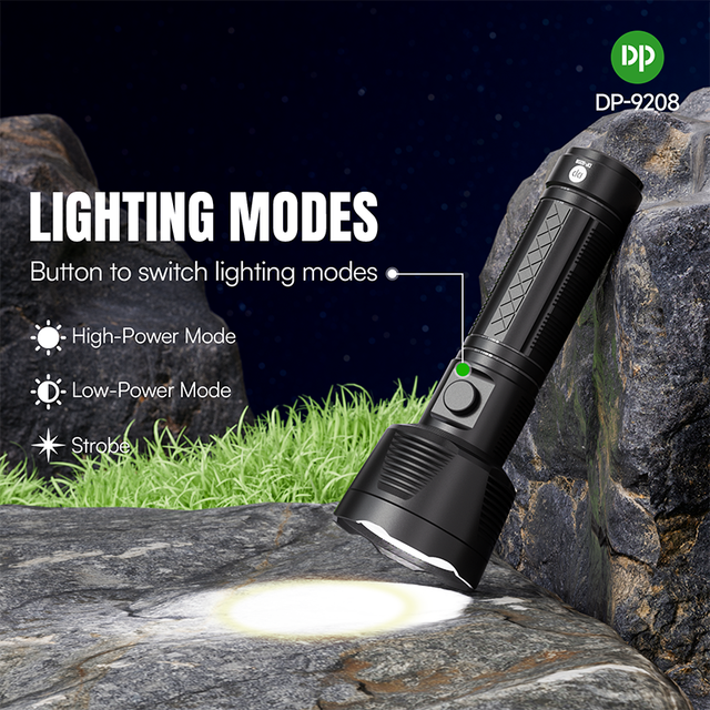 LED Torches 2000mAh 3W ABS Handheld Type C Charging Low Voltage Protection Strong Weak Strobe Replaceable Battery Flashlight
