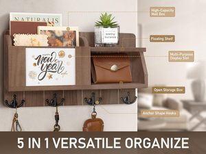 Clé et organisateur de <span class=keywords><strong>courrier</strong></span> décor à la maison avec 4 crochets porte-clés rustiques - Product Image 2