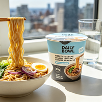 200g Mie Ramen Instan Rasa Daging Sapi Teriyaki Wijen Kemasan Goreng OEM Pengiriman Cepat Alibaba Laris