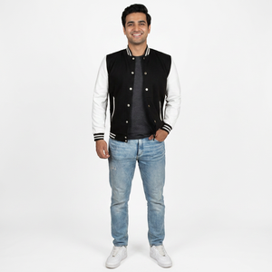 Chaquetas Varsity de Cuero con Bordado de Alta Calidad del Fabricante, Logotipo Personalizado, Mangas Largas, para Hombre - Product Image 1